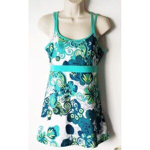 Prana Breathe Kaley Bra Tank Top L Aqua Green Paisley